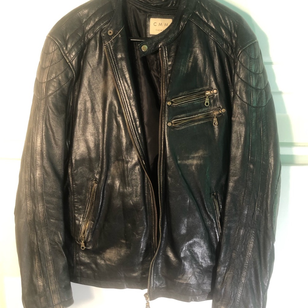 Black Leather Biker Jacket for Men